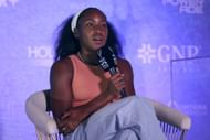 Coco Gauff speaking to the press